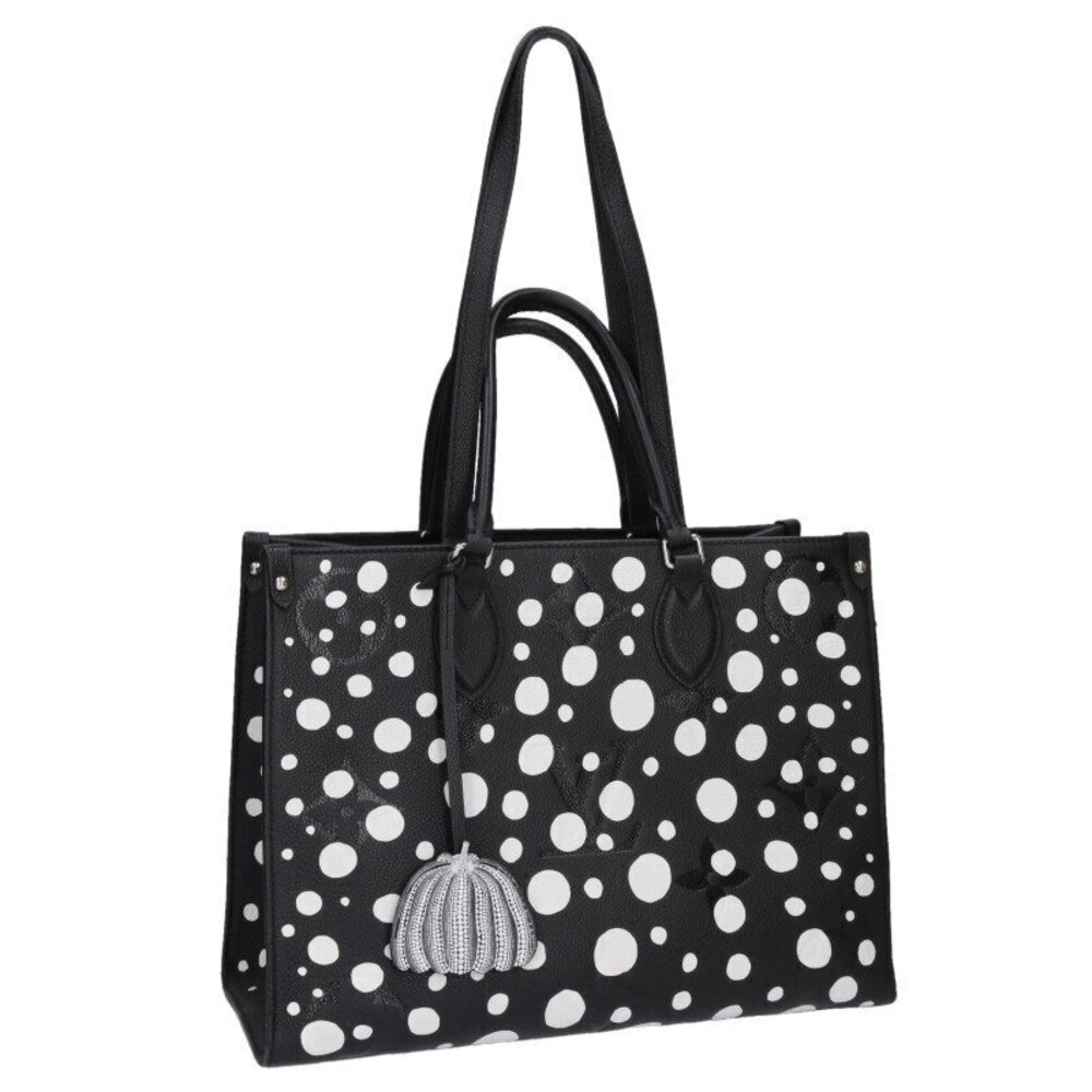 Louis Vuitton OnTheGo Dot Leather Handbag Black White